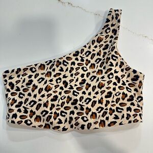 RYDERWEAR One Shoulder Leopard Print Sports Bra